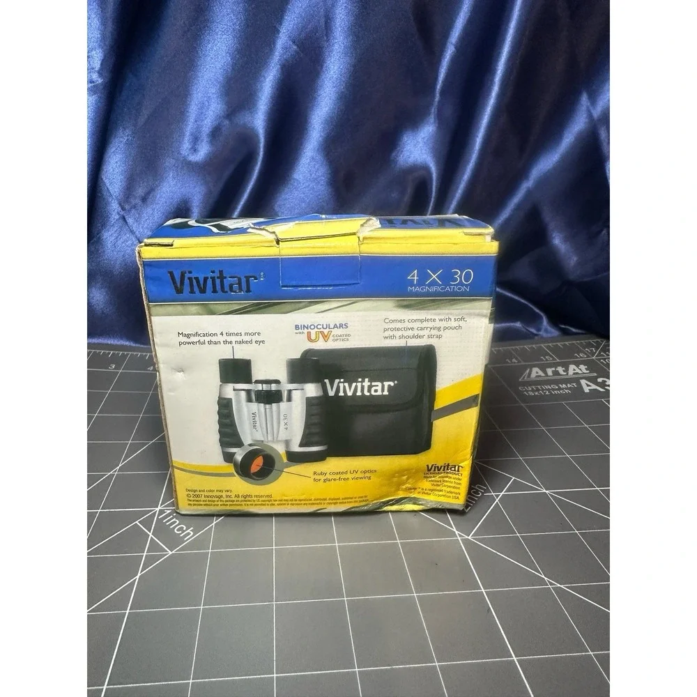 VIVITAR 4X30 Magnification Binoculars w/ UV Coated Optics & Box, Case, Manual